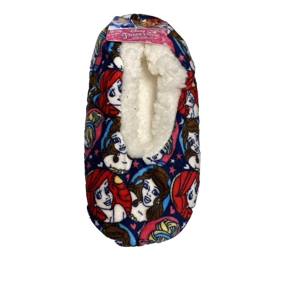 disney princess girls slipper socks grippers shoe size 13-4 medium‎ large